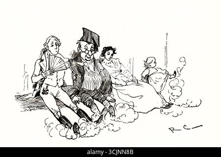 Der große Panjandrum selbst ist einer von sechzehn Bilderbüchern, die der Illustrator Randolph Caldecott schuf. Der Text für das Buch, der zu Caldecotts Zeit bekannt war, wurde 1775 von Samuel Foote geschrieben und veröffentlicht. Es basiert auf einem von Foote verfassten Unsinn ("und es gab die Picninnies, die Joblillies, die Garyulies und das Grand Panjandrum selbst, mit dem kleinen runden Knopf oben."). Stockfoto