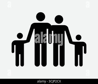 Familie Icon Vater Mutter Kind Kinder Hände Zusammen Halten Liebevoller Mann Frau Kind Kleinkinder Umarmen Soziale Unterstützung Schutz Pflege Liebe Symbol Zeichen Stock Vektor
