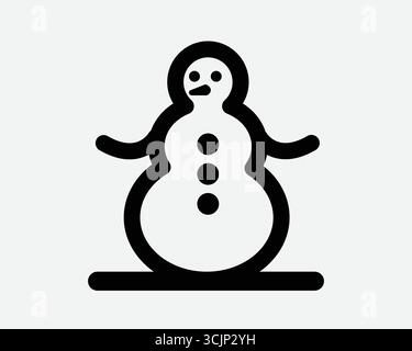 Schneemann Line Icon Schneemann Winter Feiertag Weihnachten Festliche Saison Zeichentrickfigur Eis Kalt Schnee Person Stick Figur Schwarz Umriss Grafik Symbol Stock Vektor