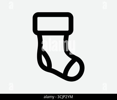 Strumpflinie Icon Socken Outline Form Füße Fuß Bein Abdeckung Socke Weihnachtskleidung Warme Kleidung Outfit Stoff Kleidung Schwarz Grafik Zeichen Symbol Bild Stock Vektor