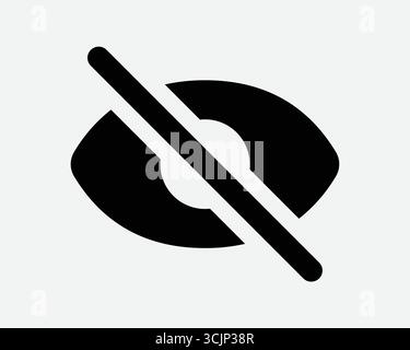 Symbol Nicht Sichtbar. Ausgeblendetes Zeichen, Augenabbruch durchgestrichen. Gelöscht. Ansicht für Privatsphäre und Geheimhaltung ausblenden. Blind, kein Anblick kann nicht sehen oder schauen. Kennwort blockieren deaktiviert Stock Vektor