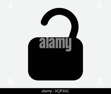 Vorhängeschloss Entsperren Symbol Schloss Öffnen Schließfach Ungesicherte Anmeldung Datenschutz Sicheres Sicheres Sicheres Geheimnis Geöffnet Passwortbruch Schwarzes Form Silhouette Symbol Stock Vektor