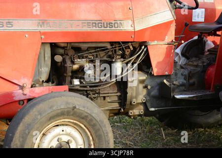 Traktormotor für die Ernte in ländlichen Gebieten Stockfoto