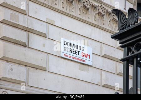 downing Street Schild in london sw1 Stockfoto