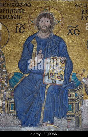 Mosaik, Jesus, Inneres, Hagia Sophia Große Moschee, Sultanahmet, Istanbul, Türkei Stockfoto
