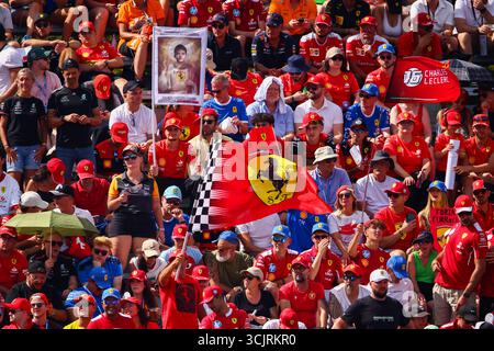 Monza, Italien. September 2025. Tifosi während des Formel 1 Grand Prix von Italien beim Autodromo Nazionale Monza am 7. September 2025 in Monza, Italien (Foto: © Beata Zawrzel/ZUMA Press Wire) NUR REDAKTIONELLE VERWENDUNG! Nicht für kommerzielle ZWECKE! Stockfoto