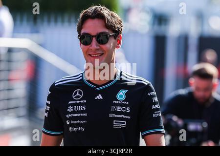 Monza, Italien. September 2025. George Russel aus Großbritannien und Mercedes AMG Petronas Formel-1-Team W16 (63) beim F1 Grand Prix von Italien 2025 - Rennen beim Autodromo Nazionale Monza Credit: dpa/Alamy Live News Stockfoto