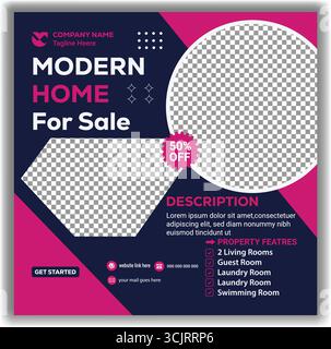 Professionelle Immobilien Verkauf Social Media Vorlage Bundle Moderne Quadratische Banner Vektor Illustration Stock Vektor