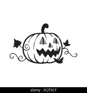 Kürbis mit überfallen für Halloween auf weißem Hintergrund Stock Vektor