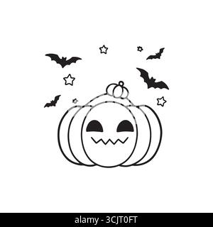 Kürbis mit überfallen für Halloween auf weißem Hintergrund Stock Vektor