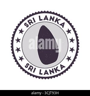 Sri Lanka Emblem. Länderrunder Stempel mit der Form von Sri Lanka, Isolinien und rundem Text. Erstaunliches Abzeichen. Saubere Vektordarstellung. Stock Vektor
