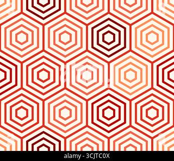 Hintergrund mit Hexagon-Muster. Einfaches gestapeltes Sechseckmuster. Rote Farbtöne. Große Sechsecke. Nahtloses Design. Illustration des Tileable Vektors. Stock Vektor