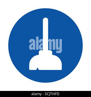 Dieses Bild zeigt ein einfaches Kolbensymbol auf blauem Hintergrund, das Reinigungs- und Sanitäraufgaben symbolisiert. Ideal für Artikel, Websites und Werbeaktionen Stock Vektor