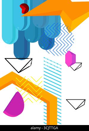 Einfaches, geometrisches Design im Retro-Design. Posterdesign mit minimalen geometrischen Elementen. Abstrakte Vintage-Formvorlagen für Posterbanner. Stock Vektor