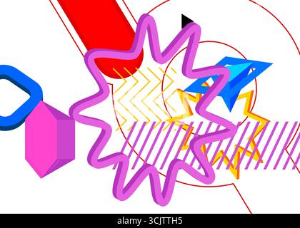 Einfaches, geometrisches Design im Retro-Design. Posterdesign mit minimalen geometrischen Elementen. Abstrakte Vintage-Formvorlagen für Posterbanner. Stock Vektor