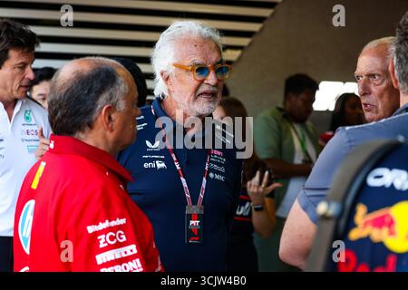 VASSEUR Frederic (fra), Teamchef &amp; General Manager der Scuderia Ferrari, BRIATORE Flavio (ita), Alpine F1 Team, Porträt während der Formel 1 Pirelli Grand Premio dÂ??Italia 2025, Grand Prix 2025 Italien, 16. Runde der FIA Formel 1 Weltmeisterschaft 2025 vom 5. Bis 7. September 2025 auf dem Autodromo Nazionale Monza, Italien Stockfoto
