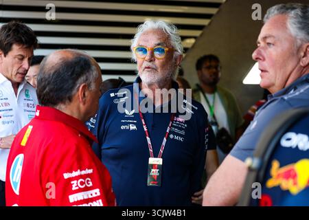 VASSEUR Frederic (fra), Teamchef &amp; General Manager der Scuderia Ferrari, BRIATORE Flavio (ita), Alpine F1 Team, Porträt während der Formel 1 Pirelli Grand Premio dÂ??Italia 2025, Grand Prix 2025 Italien, 16. Runde der FIA Formel 1 Weltmeisterschaft 2025 vom 5. Bis 7. September 2025 auf dem Autodromo Nazionale Monza, Italien Stockfoto