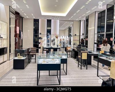 Flughafen Roissy Charles-de-Gaulle, Weitwinkelblick, Einkaufszentrum im Inneren, Chanel Store Luxury, moderne Inneneinrichtung, vuitton-Kanal Stockfoto