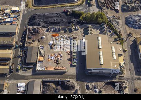 Luftaufnahme, Aurubis AG Kupferhütte und Kupferrecycler, Close-up, Gahmen, Luenen, Ruhrgebiet, Nordrhein-Westfalen, Deutschland, Werk, Architektur Stockfoto