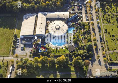 Luftaufnahme, Maximare Erlebnistherme Bad Hamm GmbH Schwimmbad Freibad, Zentrum, Hamm, Ruhrgebiet, Nordrhein-Westfalen, Deutschland, Schwimmbad Stockfoto