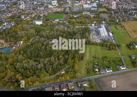 Luftansicht, Maximilianpark Maxipark Allgemeine Ansicht, Glaselefant, herbstliche Bäume, Wohnviertel Werries, Uentrop, Hamm, Ruhrgebiet, Norden Stockfoto