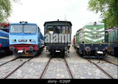 Serie ungarischer Oldtimer-Lokomotiven. Stockfoto