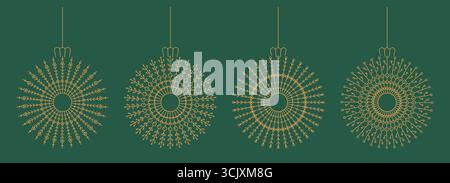 Weihnachtsspielzeug mit dünner Linie, Kugeln Set. Weihnachtskugeln. Winter Neujahr, weihnachtsbaum Vektordekoration. Stock Vektor