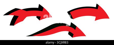 Rotes Pfeilsymbol auf weißem Hintergrund. Für Website-Design, Logo, App. Gebogenes Pfeilzeichen. Vektor. Stock Vektor