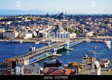 Blick vom Galata-Turm, Goldenes Horn, Istanbul, Türkei Stockfoto