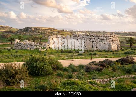 Malerische, antike Ġgantija Megalithtempel in Gozo, Malta Stockfoto