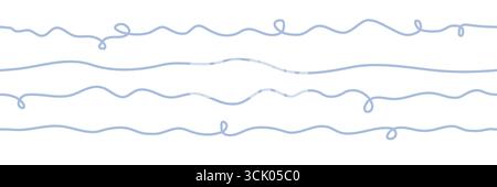 Nahtloser, wellenförmiger Rahmen. Gebogene Squiggly-Line-Vektor-Elemente-Kollektion. Handgezeichnete wirbelte Linien. Stock Vektor