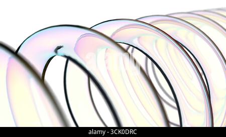 Holographische Helixwelle auf weißem BG 3D-Rendering Stockfoto