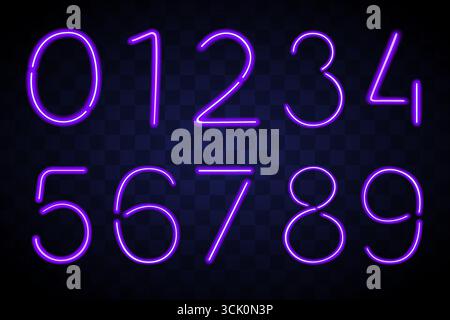 Zahlen in Form von Neonlampen Stock Vektor