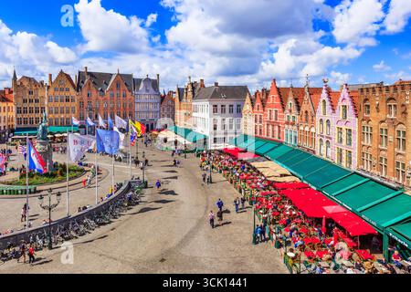 Brügges, Belgien. Bunte Häuser am Grote Markt. Stockfoto