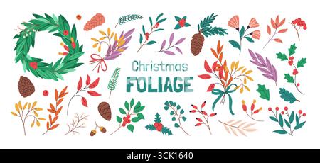 Sammlung gemütlicher Weihnachts- und Winterlaube. Stock Vektor