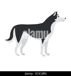 Vektor flach Hand gezeichnet Husky Hund isoliert auf weißem Hintergrund Stock Vektor