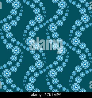 Abstrakte Geometrie nahtloses Muster vieler Kreise. Welliges Ornament aus rosa Ringen auf grauem Hintergrund. Stilisiertes Blasenpfaddesign Stock Vektor