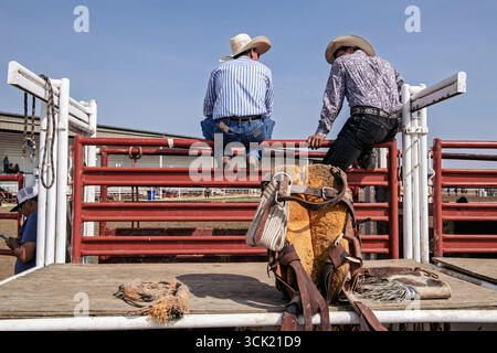 Indische Cowboys beim Indian Rodeo. Maskwacis (Hobbema) Alberta Kanada Stockfoto