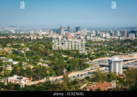 Blick auf Los Angeles vom Getty Center, Los Angeles, Kalifornien. Stockfoto