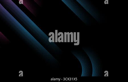 Leuchtend blaue Minimallinien abstrakter futuristischer technischer Hintergrund. Vector Digital Art Design Stock Vektor