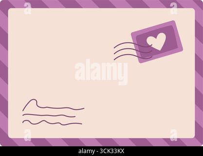 Niedliche Liebeskarte Mit Herz Im Flachen Stil Stock Vektor