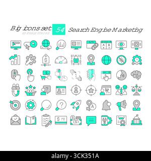 Farbsymbole für Suchmaschinen-Marketinglinien Stock Vektor