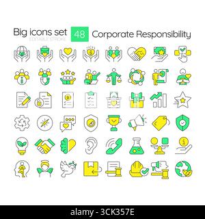 Farbsymbole für die Linie „Corporate Responsibility“ Stock Vektor