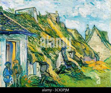 Vincent van Gogh, Strohdächer in Chaponval, Ölgemälde auf Leinwand, 1890 Stockfoto