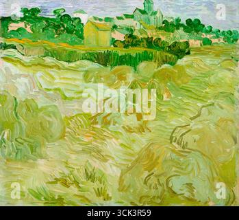Vincent van Gogh, Wheatfields mit Auvers im Hintergrund, Landschaftsgemälde in Öl auf Leinwand, 1890 Stockfoto