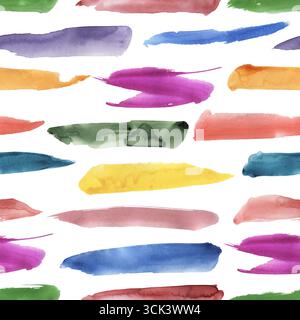 Aquarell Bunte Pinselstriche Nahtloses Muster Stockfoto