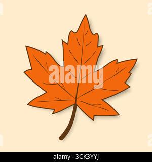Orangenes Ahornbaumblatt auf transparentem Hintergrund. Stock Vektor