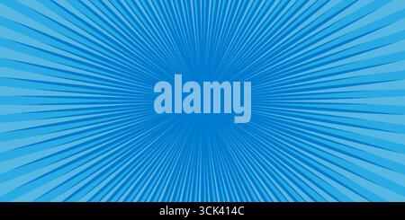 Eine Vorlage für Comics. Blaue Strahlen auf hellblauem Hintergrund. Stock Vektor