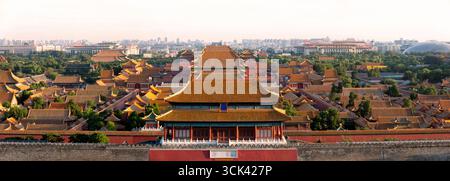 Panoramablick auf die verbotene Stadt in Peking, China Stockfoto