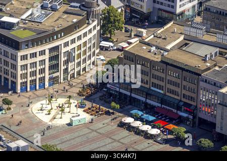 Luftansicht, Außenrestaurant mit Sandstrand am Kennedyplatz, Stadtzentrum, Essen, Ruhrgebiet, Nordrhein-Westfalen, Deutschland, DE, Europa, Aerial V Stockfoto